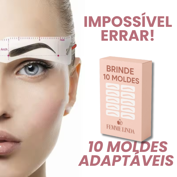 Femme Stamp: Kit Para Sobrancelhas Perfeitas - BRINDE 10 Moldes