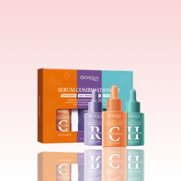 Kit Sérum Bioaqua Hidratante Facial Anti Rugas: Vitamina C, Retinol e Ácido Hialurônico
