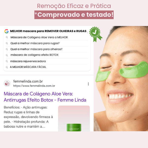 Máscara de Colágeno Aloe Vera: Anti Olheiras e Rugas Efeito Botox