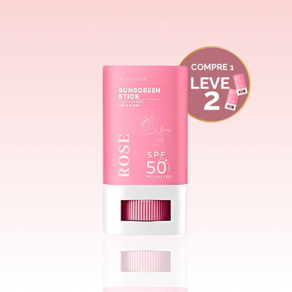 Rose Bastão Solar: Proteção, Hidratação e Controle da Oleosidade - COMPRE 1 E LEVE 2